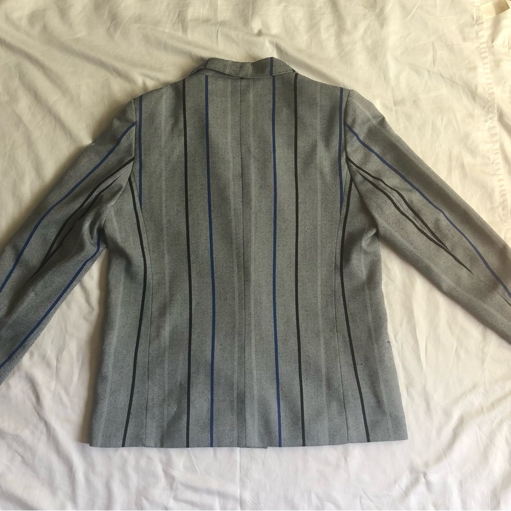 Gray Double-Breasted Blazer with Pinstripes - Picture 4 of 9